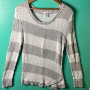 BNWOT Calvin Klein Asymmetrical Hem Striped Knit Tunic Sweater size Large